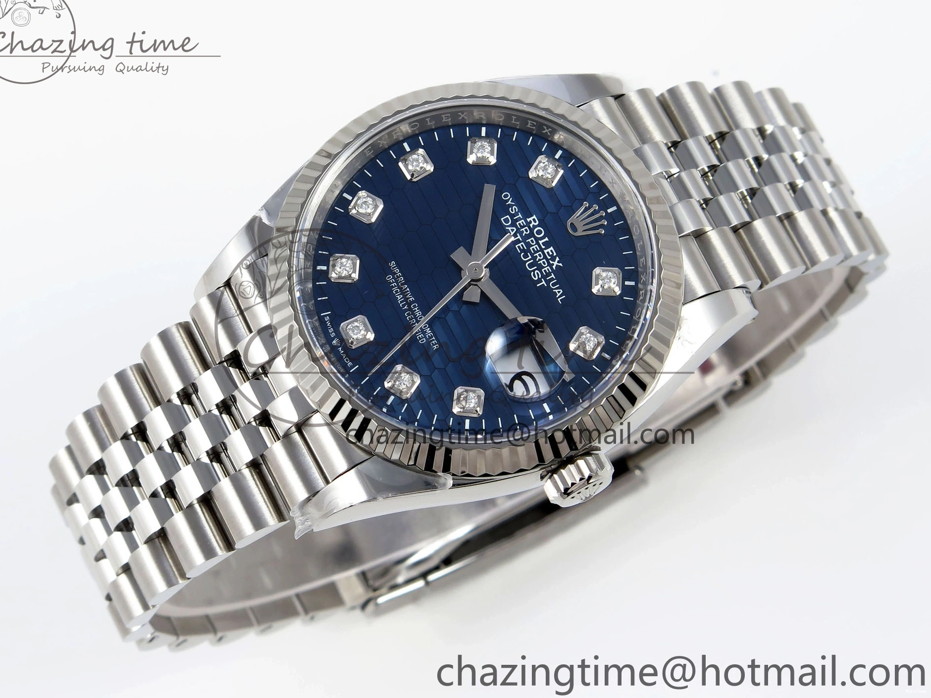 MiroTime 0424 FastDry DateJust 36 126234 Clean 1:1 Best Edition 904L Steel Blue Textured Diamonds Dial on Jubilee Bracelet VR 1967